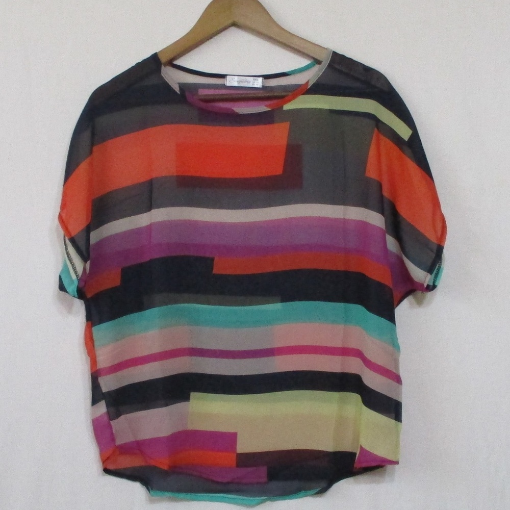 Semi Sheer Multi-Colored Top